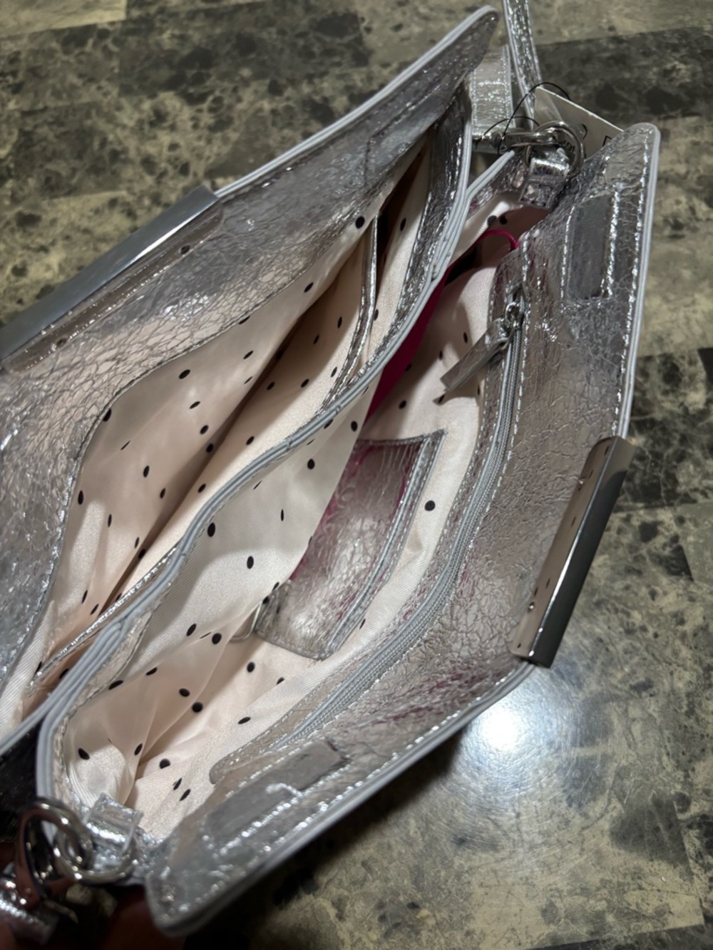 Silver Cracked-Texture Convertible Clutch - Picture 5 of 8